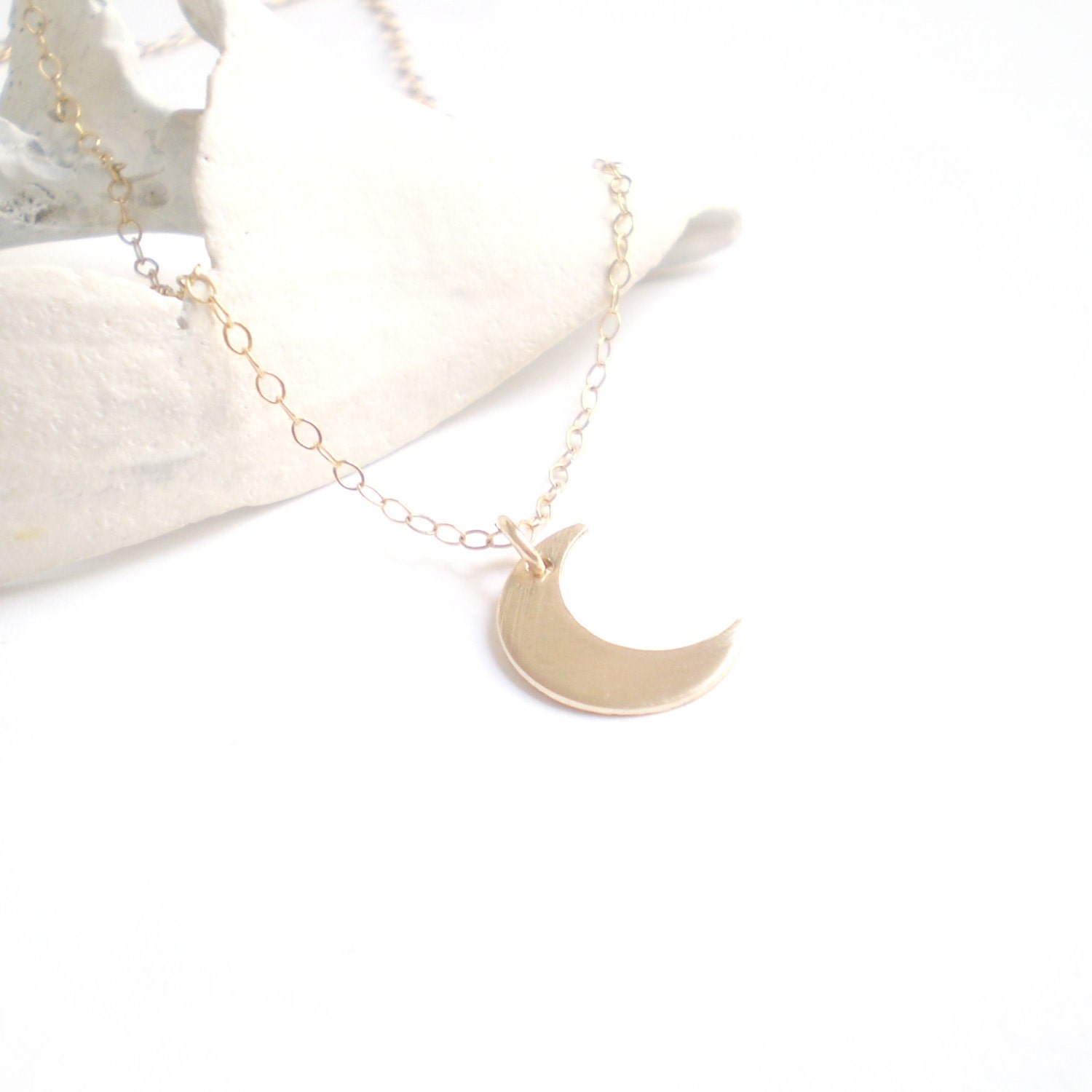 Crescent Moon Necklace - Simple Gold Filled Crescent Moon Charm on Delicate Gold Filled Chain