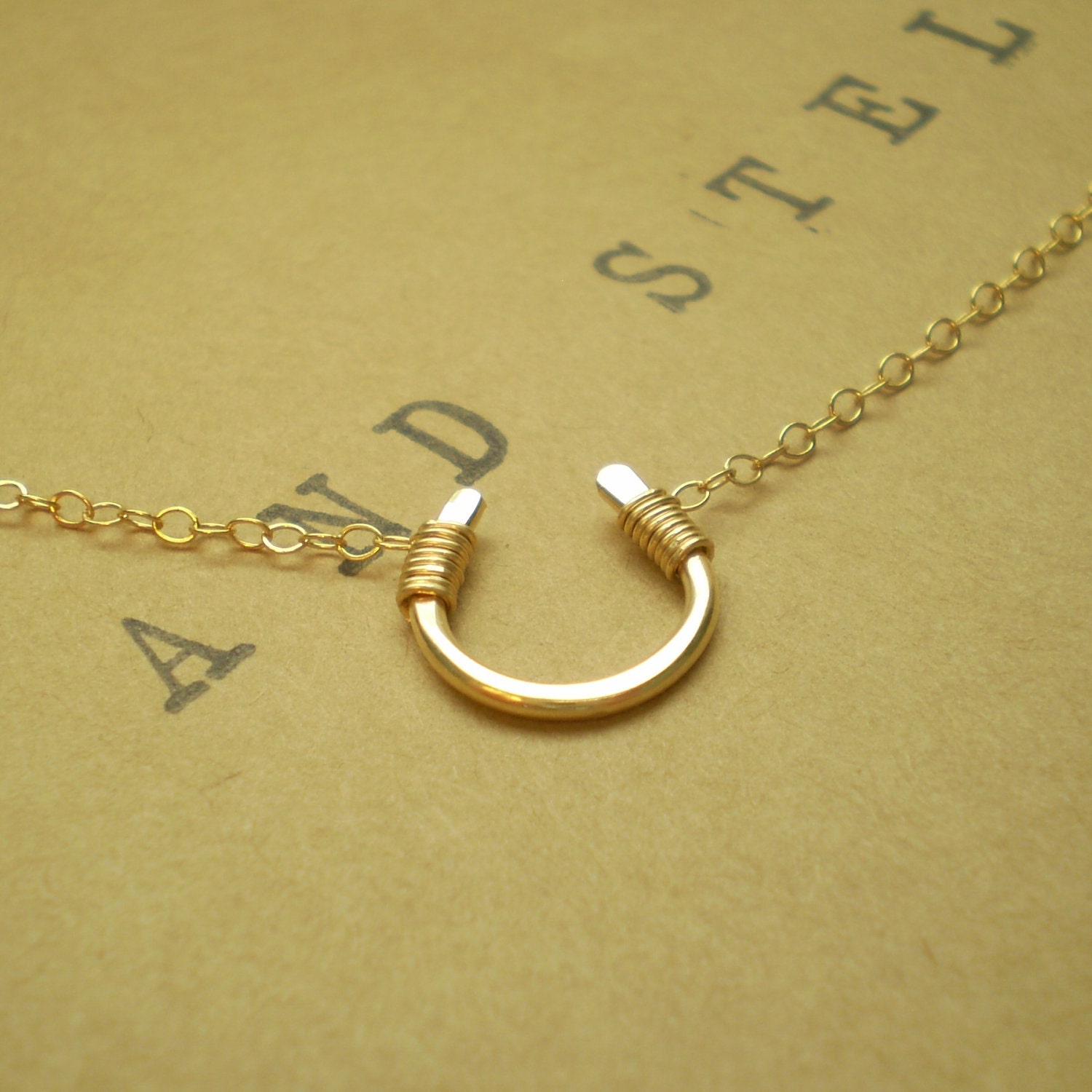 Tiny Luck Necklace - Tiny Hand Formed Gold Filled Horseshoe on Delicate Gold Filled Chain