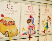 A is for Apple Vintage Flashcards - 5x7 - Set of 26