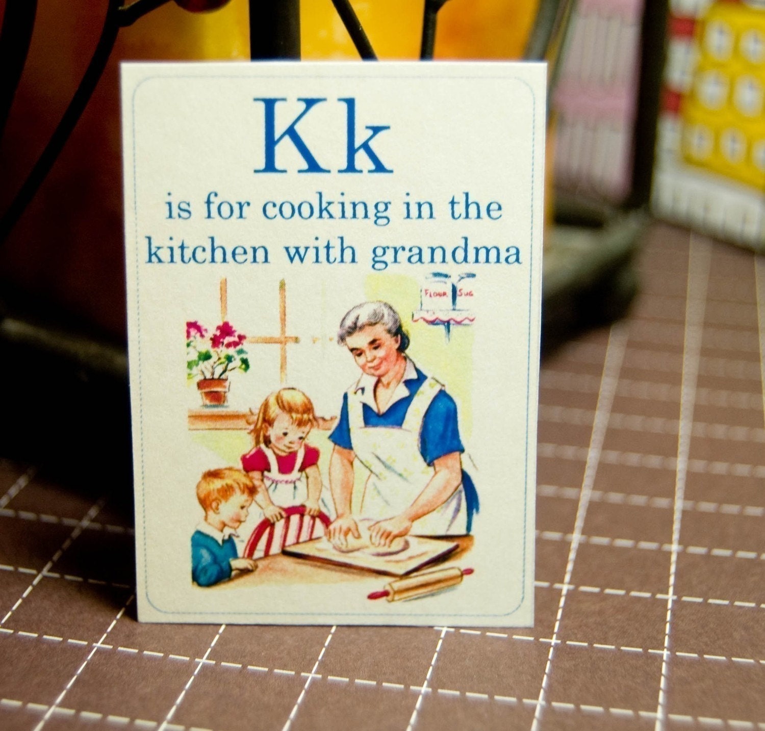 A is for Apple Vintage Flashcards - 4x6 - Set of 26