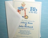 Digital Vintage Baby Boy Shower Invitation