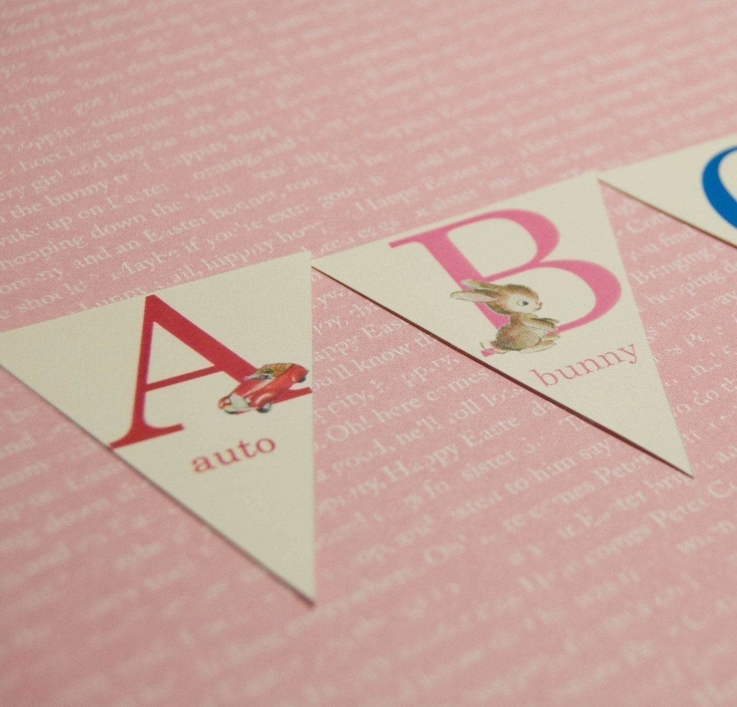 Large Baby ABC Bunting flags - 7" tall- Set of 26