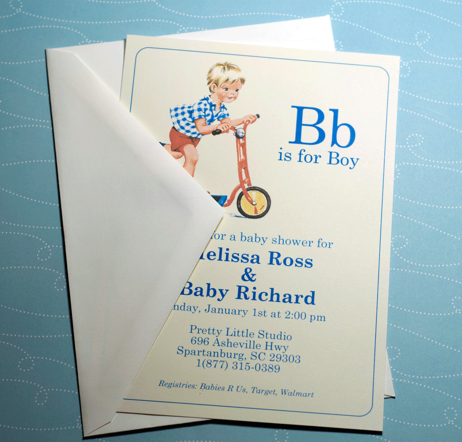Digital Vintage Baby Boy Shower Invitation