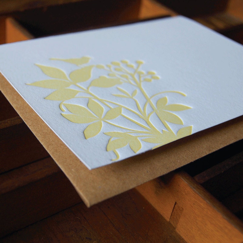 Garden, blank, Yellow, letterpress, Single