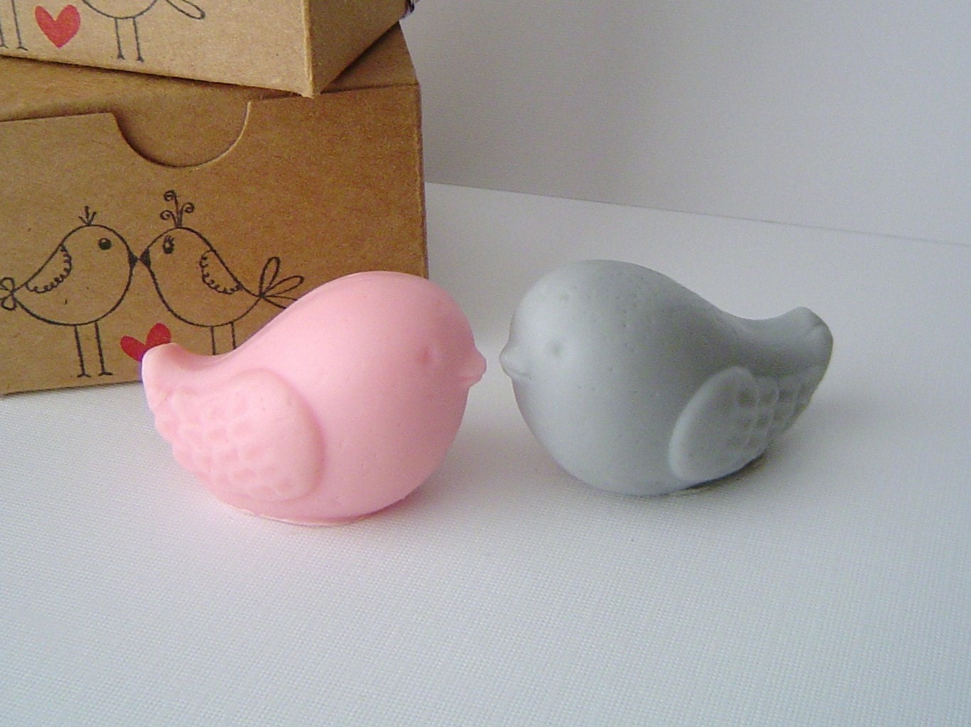 Bird Soaps-Sweet Tweet Pair-Endlessly in Love Scented Bird Set-Goat's Milk Soap - Gift set for Her