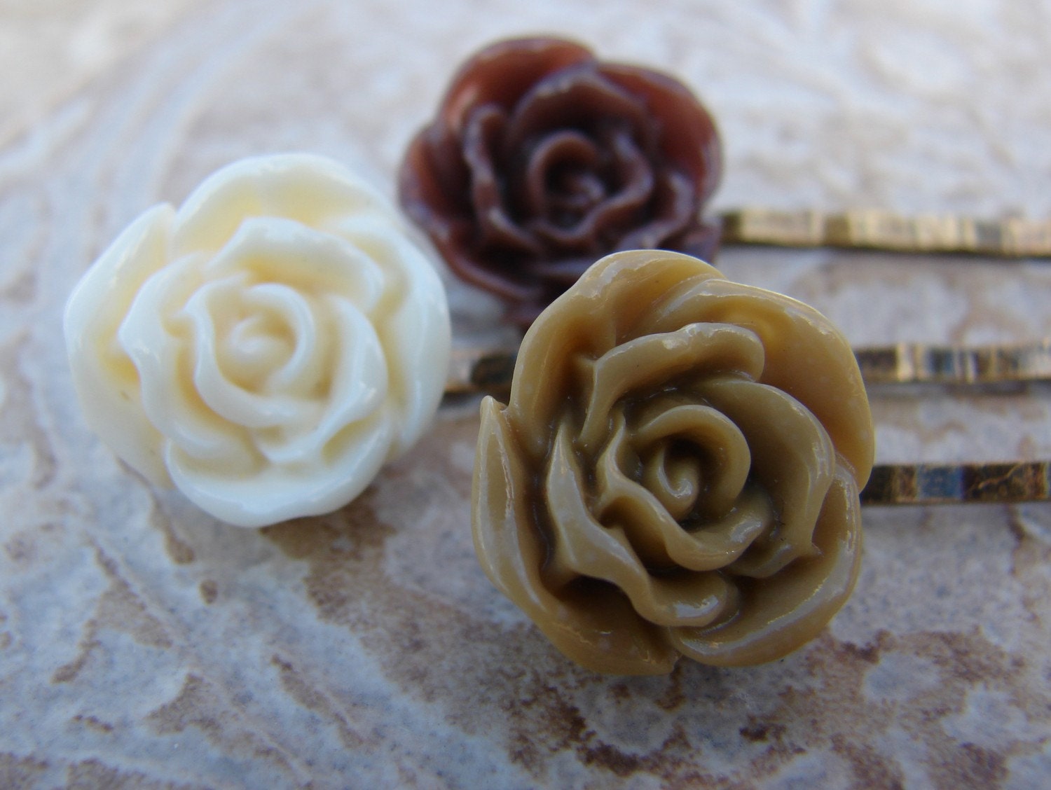 Cafe Latte Flower - Coffee Inspired Hair Pin Set