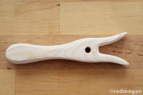Hand-made wooden lucet -knitting fork-