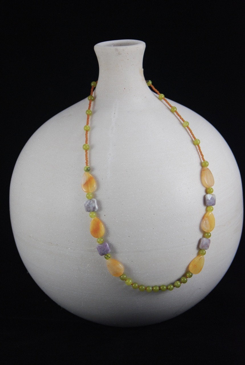 Lapidolite and Jade Necklace