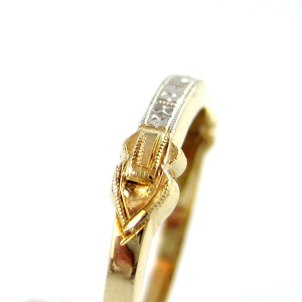 Vintage Wedding Band - 14K - 18K Gold - Circa 1960's - Retro Wedding Band