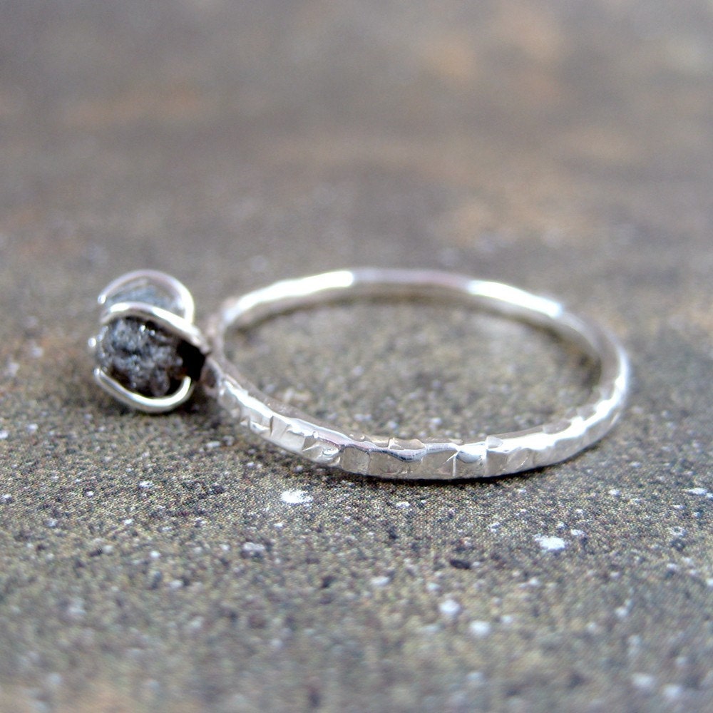 Diamond In The Rough Uncut Diamond Solitaire Engagement Ring - Sterling Silver Ring -  Handmade and Designed by A Second Time