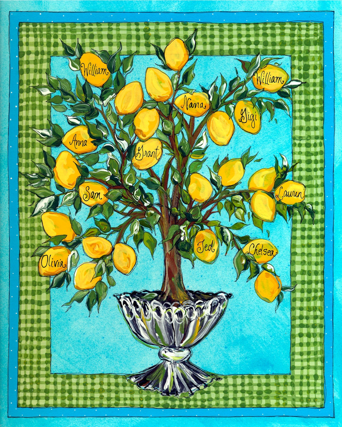 Personalized Lemon Tree - Frameable Art Print - Family Gift