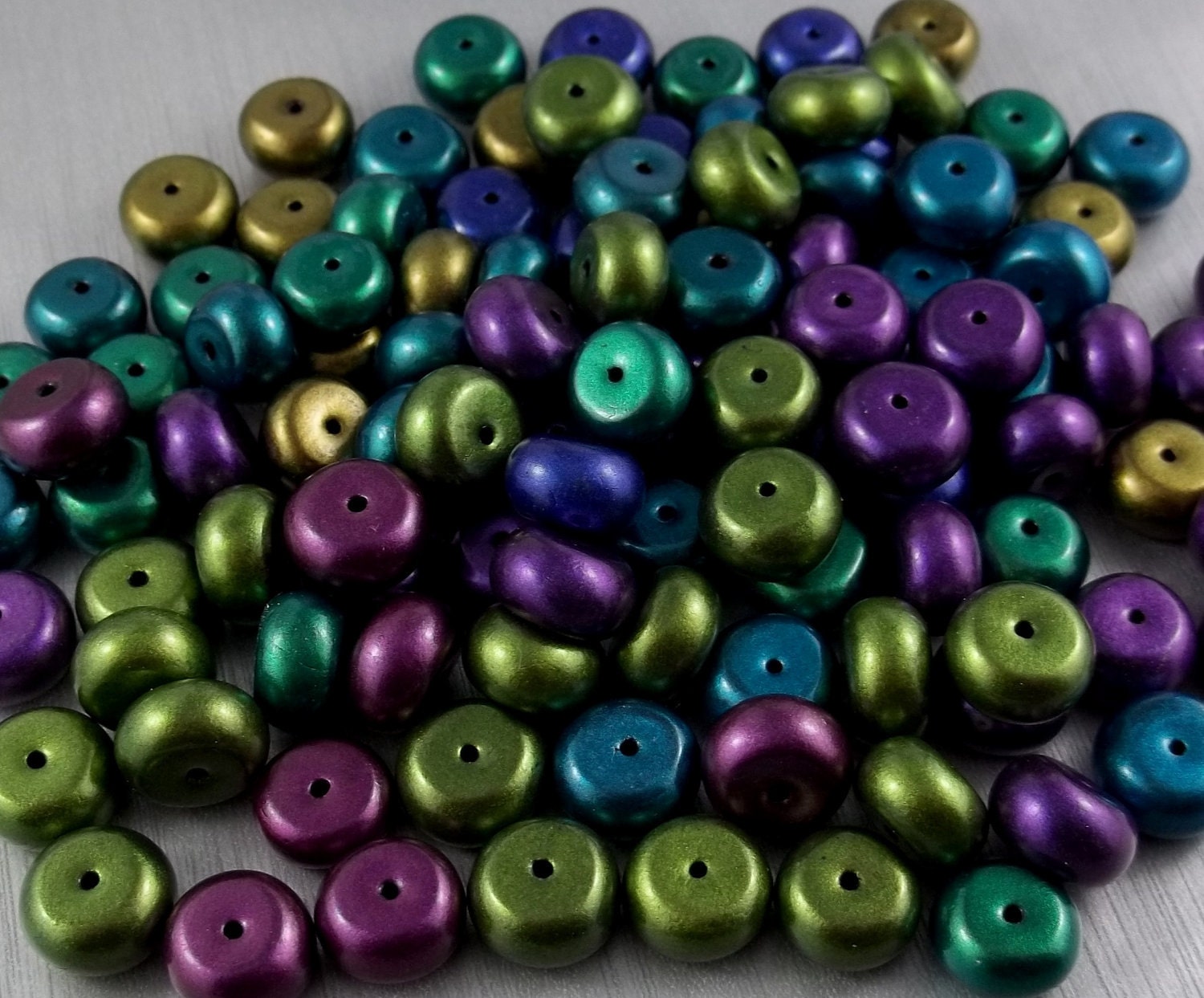 8 Metallic Pearl 12 mm Rondelle Spacer Beads