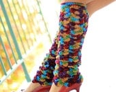 Crochet Leg Warmers in Gypsy Print - Bohemian Fashion