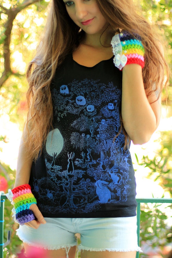 Rainbow Fingerless Gloves