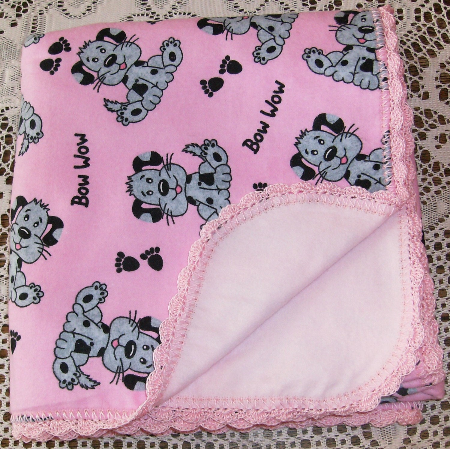 Pink Bow Wow Blanket Set