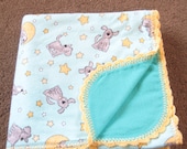 Blue Dog on Yellow Moon Blanket Set