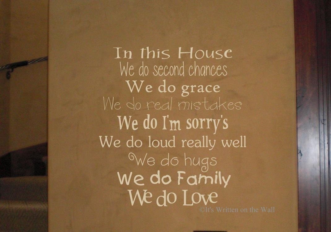In this House We do second chances  18x16 Vinyl Lettering Wall Saying HAVE 61 COLORs-Ship is only 2.99 for UNLIMITED Items