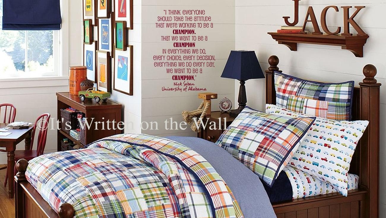 Nick Saban University of Alabama Football Coach quote I think everyone should take the attitude that we are working to be champions Vinyl Lettering Wall Saying--HAVE 61 Vinyl Colors