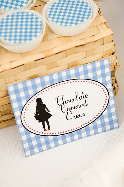 1 Dozen Blue GINGHAM CHECK Designer Chocolate Oreos - Wizard of Oz Baby Boy