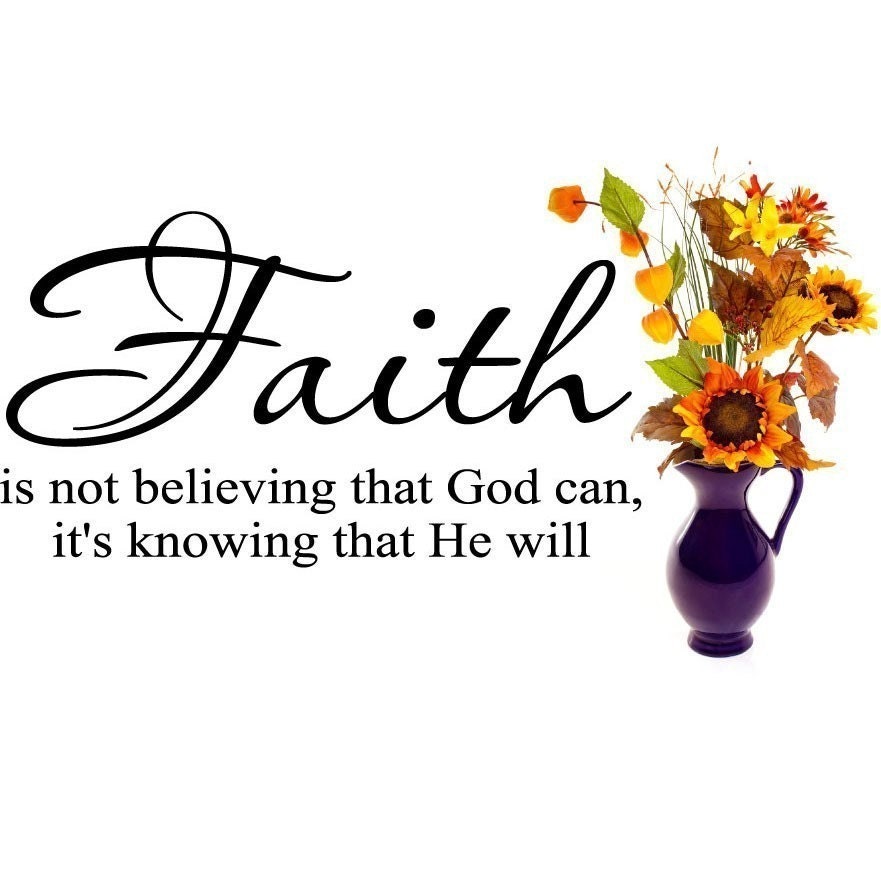 Faith Is Not Believing That God Can Its Knowing That He Will vinyl lettering wall sayings home decor decal sticker 12.5 tall x 23 wide