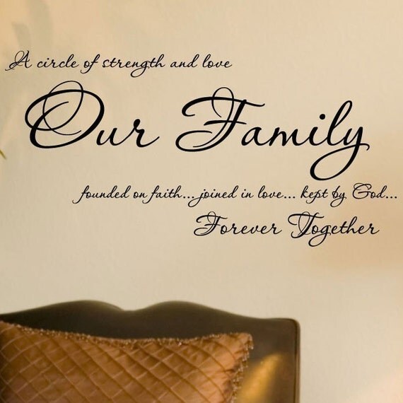 Our Family Founded On Faith Joined In Love Forever Together vinyl lettering wall saying home decor art sticker decal 20 tall x 40 wide