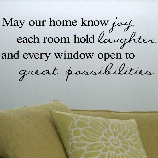 May our home know joy each room hold laughter and every window open to great possibilities Vinyl Lettering Wall Sayings  Art  19x46