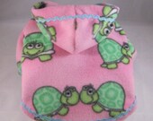 Etsy Hoodies for Small Dogs in Pink Fleece with Turtle Print