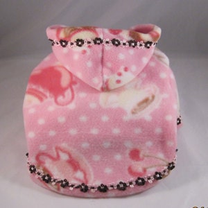 Dog Hoodies in Pink Fleece with Tea Time Print