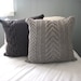 Chunky Braided Cabled Knit Pillow Sham in Dark Gray, Sweater Pillow, Throw Pillow, Knit Pillow, Knit Home Decor