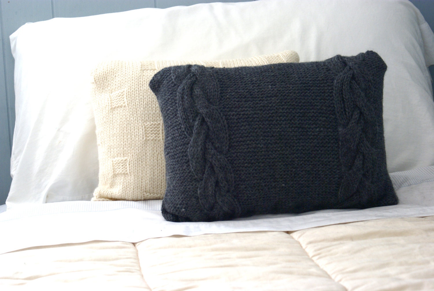 Braided Cable Knit Pillow Sham, 16 x 12 Ready to Ship