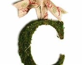 Moss Covered 6 inch Letter Initial Monogram Wedding Door Christmas Wreath