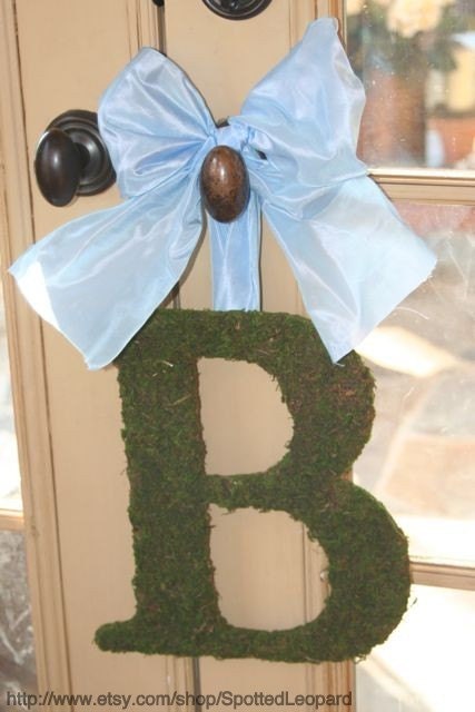 Moss covered 12 Inch  Monogram Nursery Wedding Wall Initial