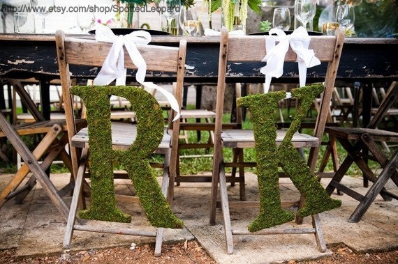 Moss Covered Wedding Initials Church Door Monogram (SET OF 2-18 INCH)