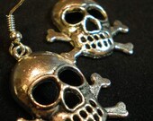 Skull and Crossbones Silver Charm Earrings