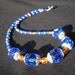 Orange, Colbalt Blue, and Silver Bead Necklace