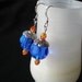 Orange and Blue Dangle Translucent Bead Earrings