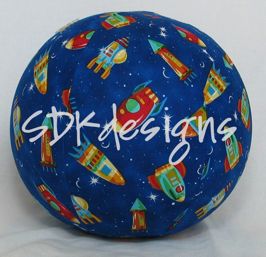 Fabric Balloon Cover Ball - Rocket Ships Up Up and Away  - Kids BIRTHDAY toy