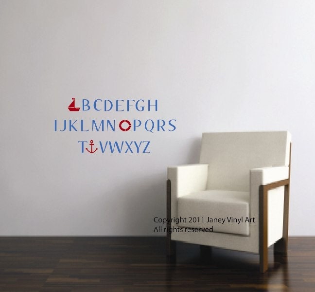 Sailboat Wall Decor - Alphabet Nautical Decals - Sailboat Alphabet