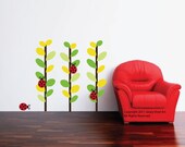 Ladybugs Vine Wall Decal Sticker Art - Lady Bugs Nursery Wall Art - Lady Bug Vine Wall Decor