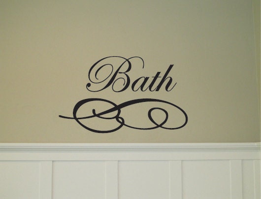 Bathroom Decal Bath Vinyl Lettering Swirl Vinyl Wall Art Decal Decor for your Bathroom  Quote Wall Design Graphic for the Bathroom