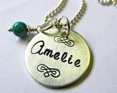 personalized sterling necklace - Amelie with gem
