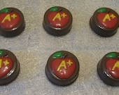 One dozen A plus apple chocolate covered sandwich cookie teacher gift party favor