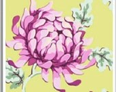 Heather Bailey Fabric - Painted Mums Green from Freshcut Collection 1 yard