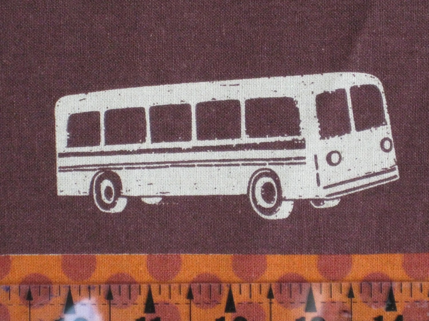 Echino Fabric by Etsuko Furuya - Buses Brown 1/2 yard