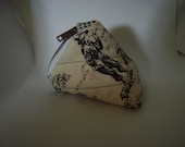 Biking or running Coin Pouch For Change mp3 case pouch coin bag toile black white zipper pocket