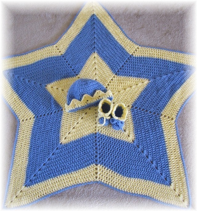 Twinkle, Twinkle Little Star Baby Blanket, Hat and Booties Crochet PDF Pattern