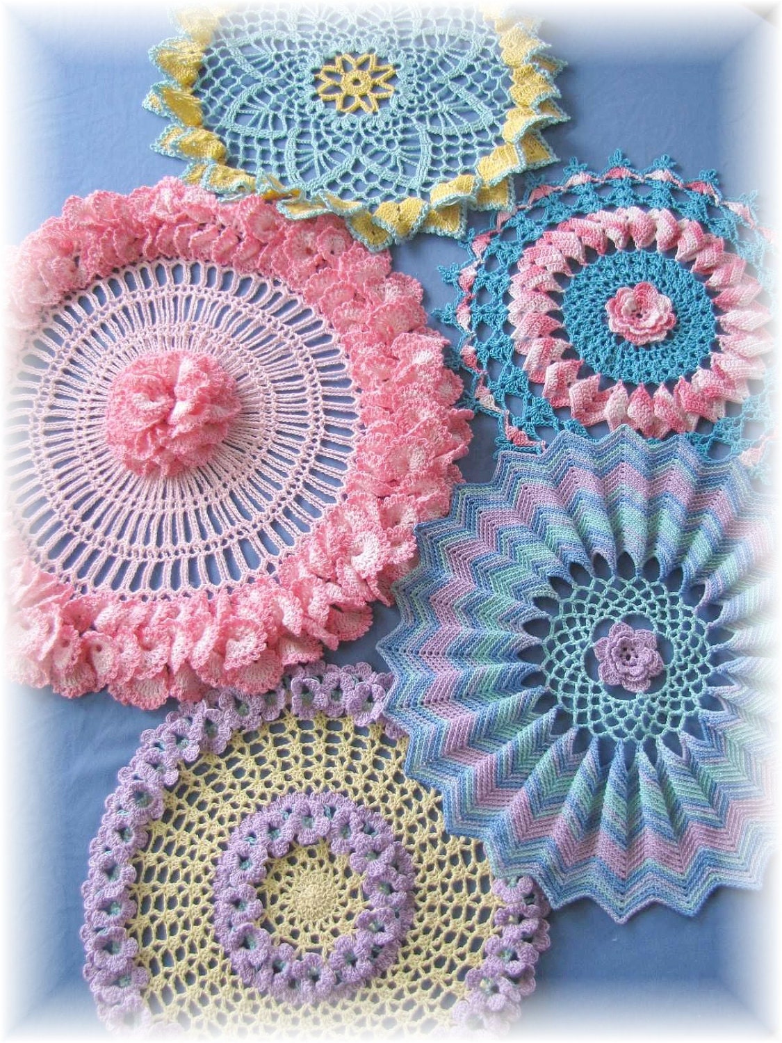 Ripples, Ruffles and Roses Doilies PDF Crochet Pattern Set Ebook