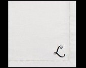White Linen Hemstitch Napkins Set of 4 Monogrammed Personalized