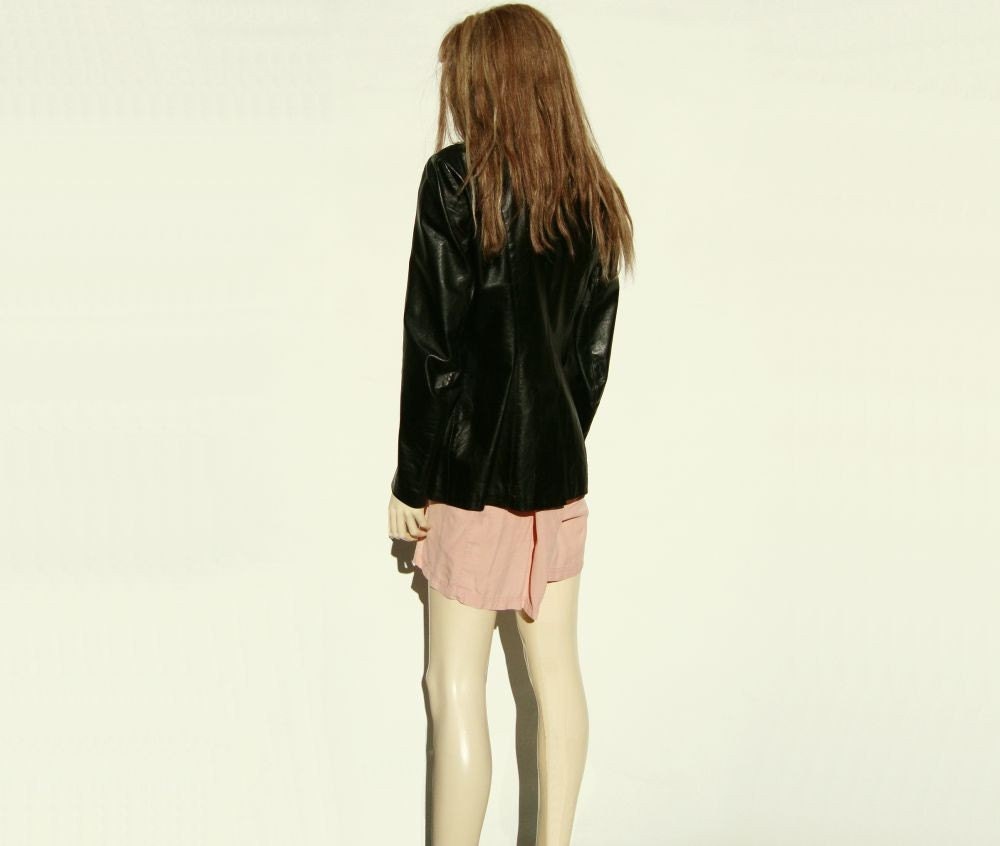 1970s Vintage Leather Blazer Sz XS
