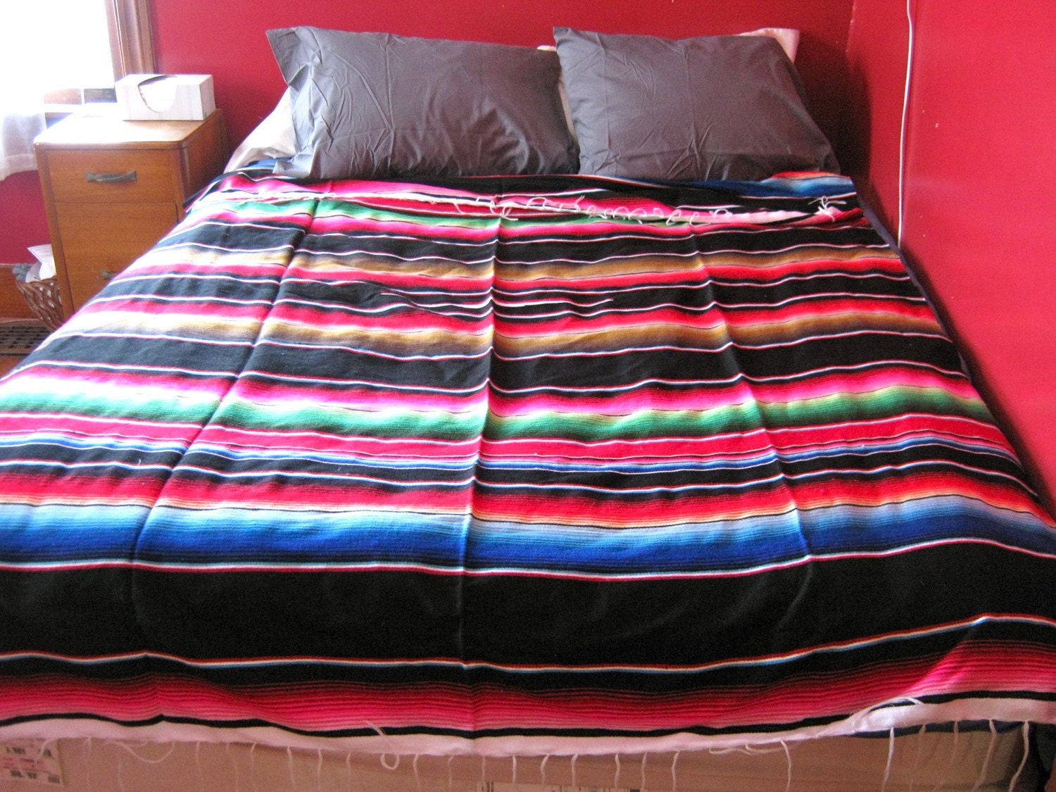 Colorful Mexican Serape Saltillo Rug Blanket